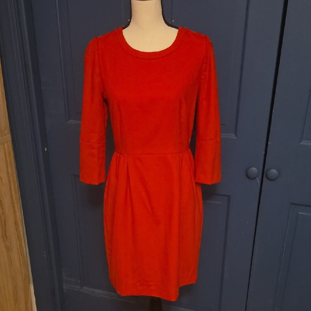 Buy 2 Get 1 Free Like New J. Crew Red Long Sleeve Wool Blend Midi Dress Sz 4